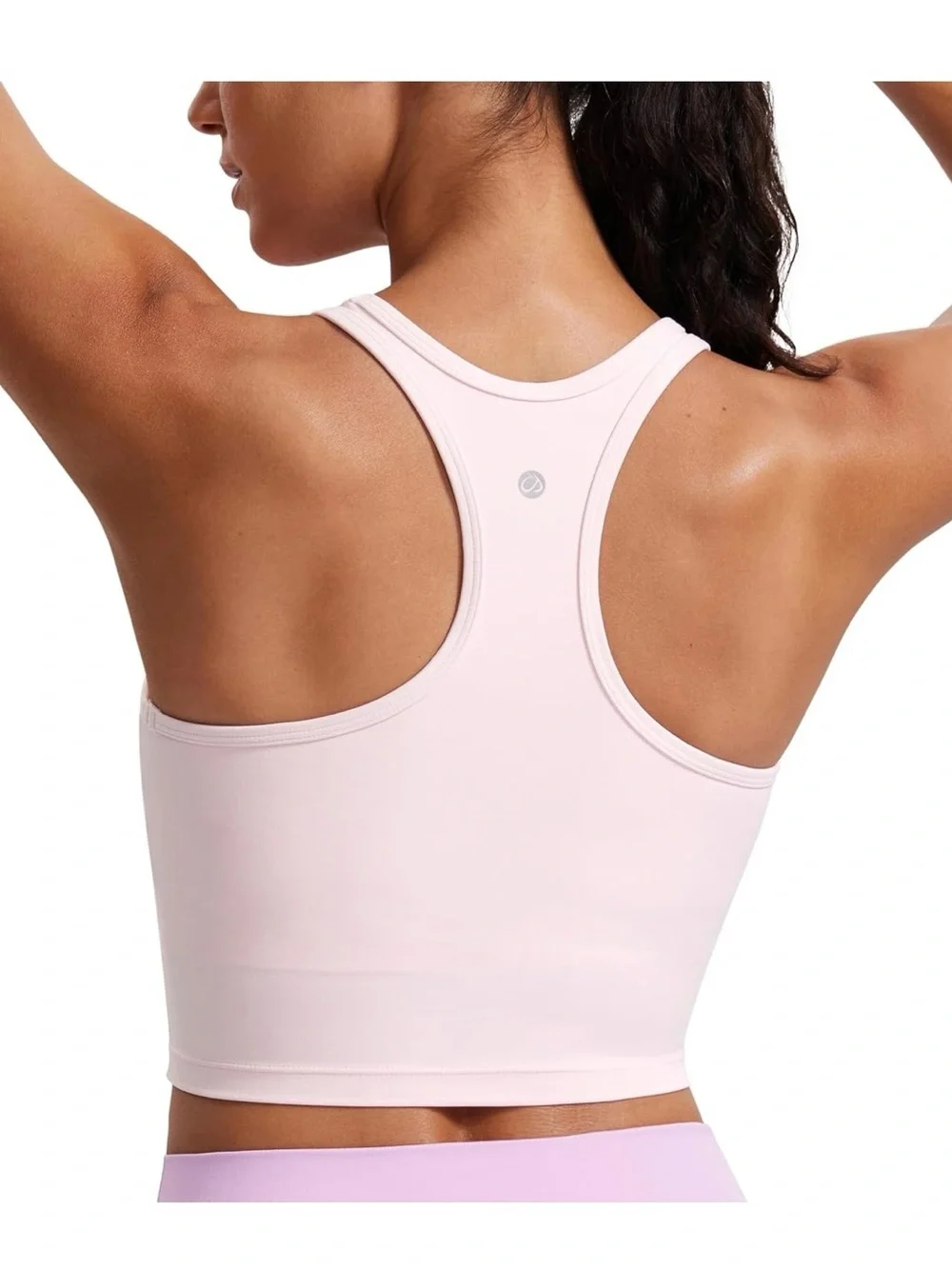 CRZ YOGA Light Pink Double-Strap Sports Crop Tank